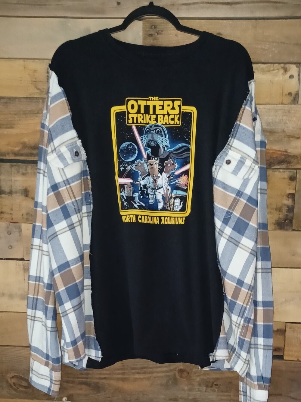 Upcycled North Carolina Aquariums 'The Otters Strike Back'graphic Top.